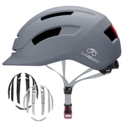 SLANIGIRO Adult Bike Helmet with Light - Commuter Bicycle Road Cycling Helmet with Replacement Pads for Men Women Gray M(55-58cm)