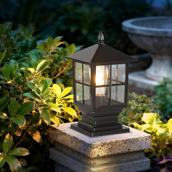 SLAWA Outdoor Post Light Fixture, Modern Column Lights IP54 Waterproof Aluminum Pillar Lighting for Yard Garden Patio Path, with Clear Glass Shade