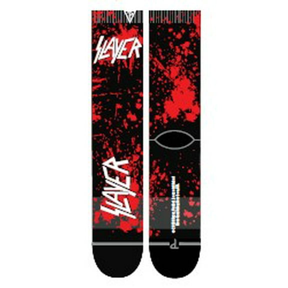 SLAYER BLOOD ON BLACK DYE SUBLIMATION CREW SOCKS, BLACK, ONE SIZE, MEN'S
