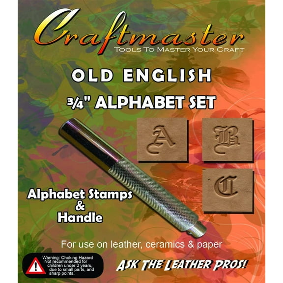 SLC 26 Piece 3/4" Old English Metal Alphabet Stamp Set with Stamp Handle Included Grey