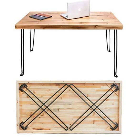 Sleekform Wood Folding Table - Portable Folding Desk - No Assembly Easy Fold Desks for Small Spaces - Space Saving Collapsible Computer Tables for Work, Writing, Crafts