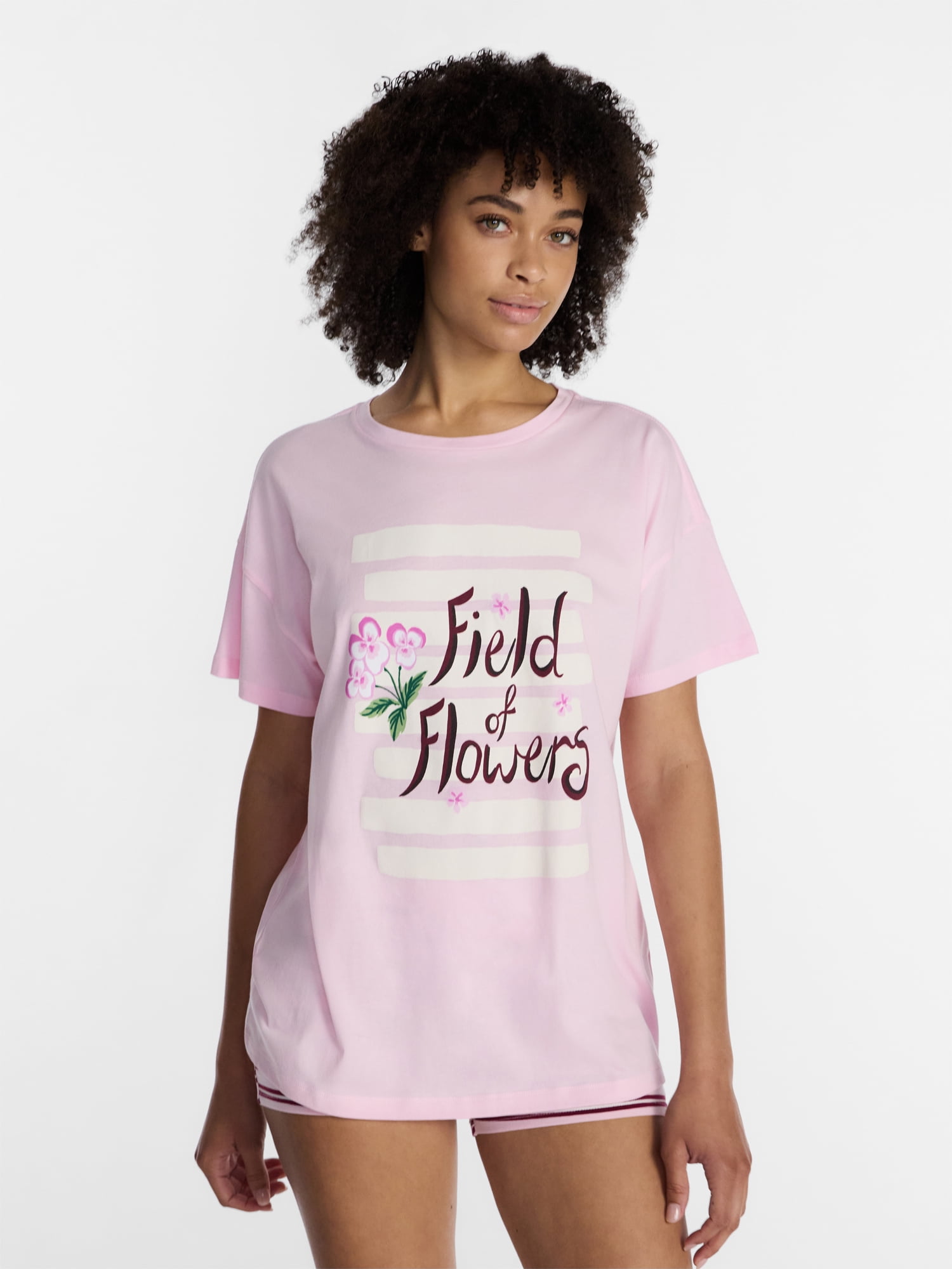 No Boundaries Sleepwear Oversized Graphic Cotton Tee, Women’s and Women’s Plus XXS-3X