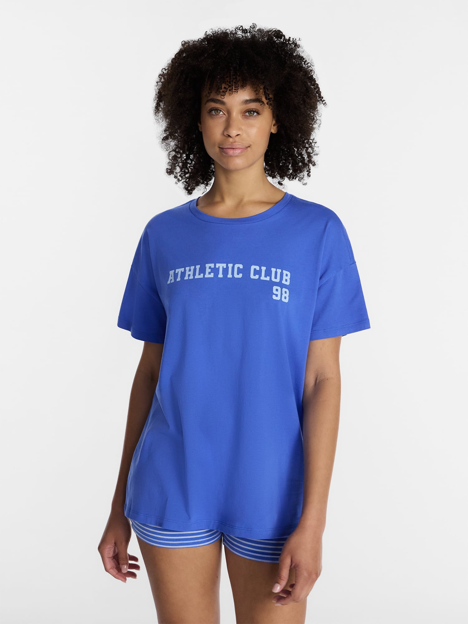 No Boundaries Sleepwear Oversized Graphic Cotton Tee, Women’s and Women’s Plus XXS-3X