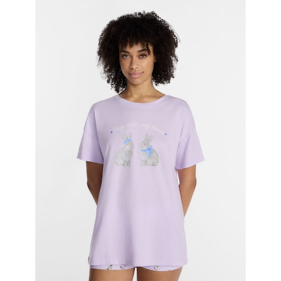 No Boundaries Sleepwear Oversized Graphic Cotton Tee, Women’s and Women’s Plus XXS-3X
