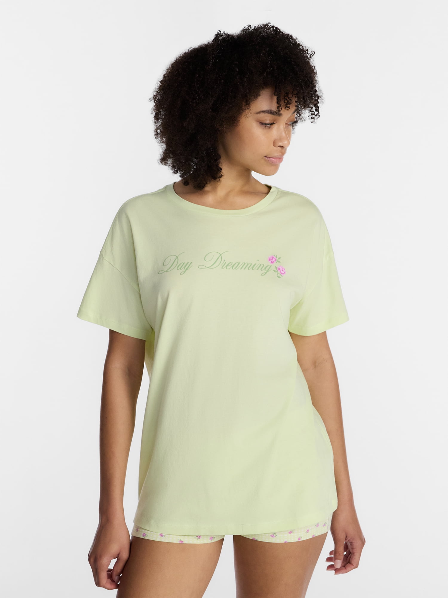 No Boundaries Sleepwear Oversized Graphic Cotton Tee, Women’s and Women’s Plus XXS-3X