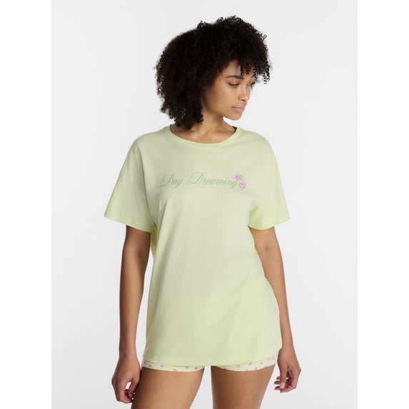 No Boundaries Sleepwear Oversized Graphic Cotton Tee, Women’s and Women’s Plus XXS-3X