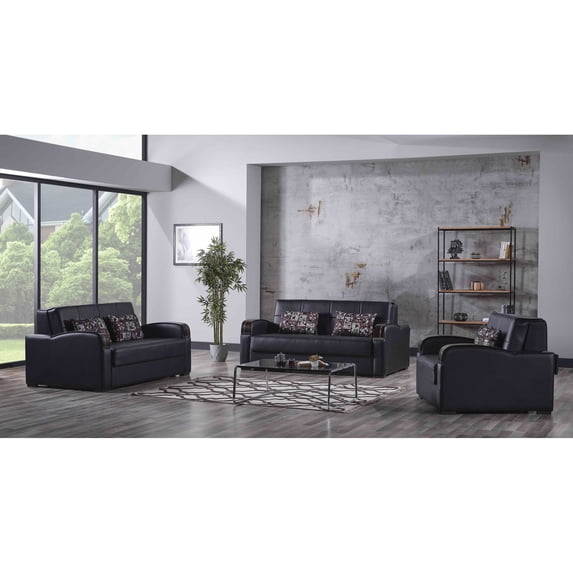 SLEEP PLUS LOVESEAT SLEEPER BLACK PU 11-734