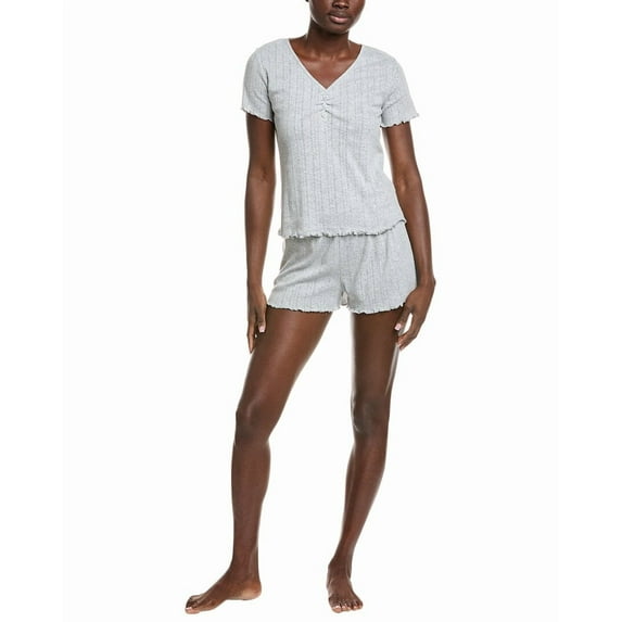 SLEEP RIOT womens 2pc Short & Shirt Sleep Set, m, Gray