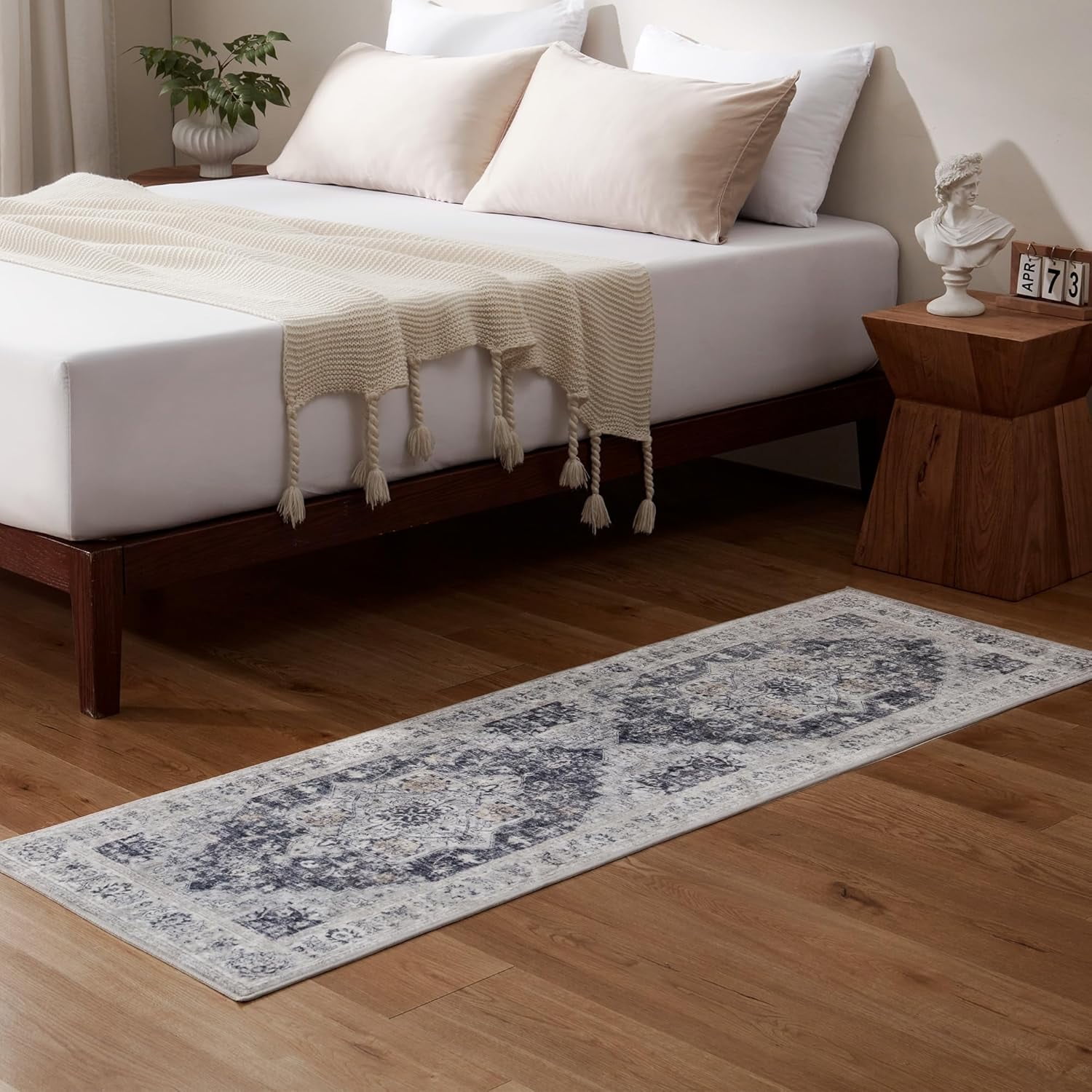 Sleep Zone 2x6 Area Rug for Bedroom, Machine Washable Area Rugs for Living Room, Low Pile Lightweight Non Slip Carpet, Vintage Rug for Dining Room, Home Office, Teal