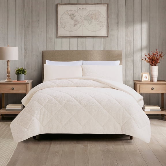 Sleep Zone 3 Pieces Jersey Knit Bedding Sets with 1 Comforter and 2 Pillow Shams, Soft and Breathable Comforter Set with Women, Men, Adults, Washable (Beige, Full)