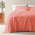 thumbnail image 1 of Sleep Zone Nanotex Super Soft Cooling Bed Sheets Set Cal King 4 Piece - Easy Care Fitted Flat Sheet & Pillowcase Sets - Wrinkle Free, Fade Resistant, Deep Pocket 16" (Coral, Cal King), 1 of 6