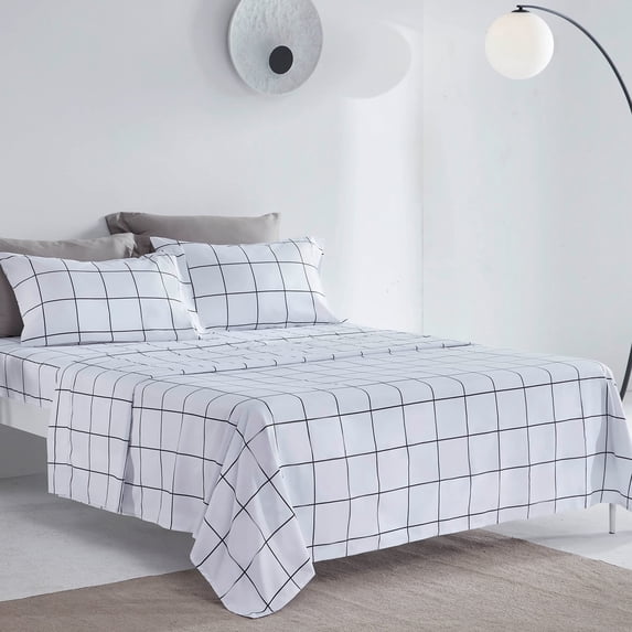 Sleep Zone Bed Sheets Set 4 Piece, Easy Care Fitted Flat Sheet & Pillowcase Sets King