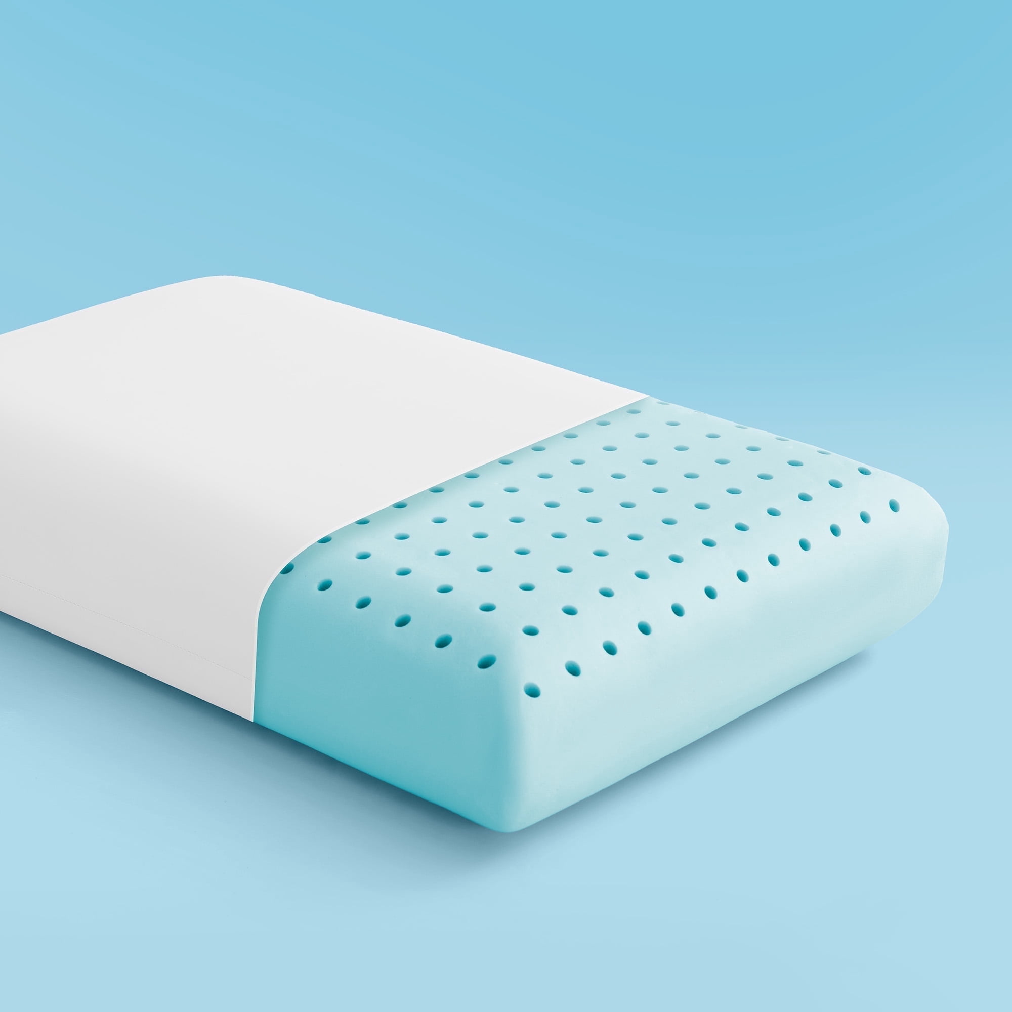SLEEP ZONE Cooling Memory Foam Pillow Medium Firm Support for Back, Stomach and Side Sleepers (White, Queen, 1 Pack)