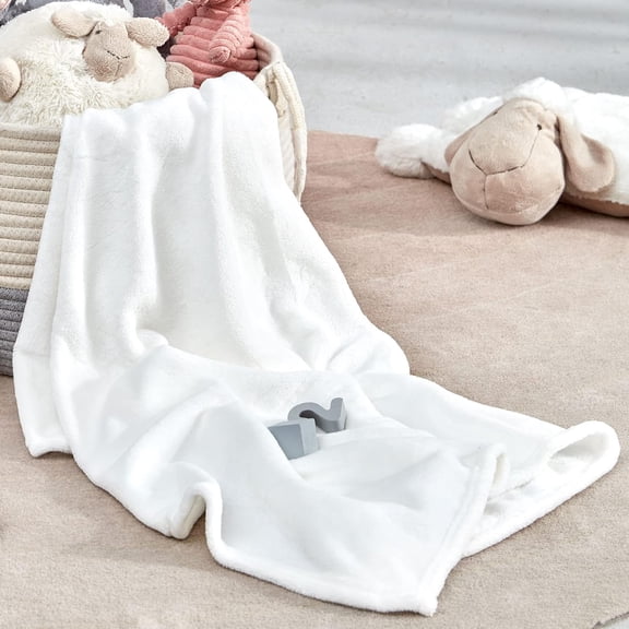 SLEEP ZONE Flannel Fleece Baby Sublimation Blanket 30x40 Inches - Soft Fuzzy Plush White Kids Bed Travel Blanket Throw for Girls, Boys, Toddlers, Puppies