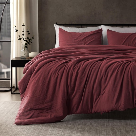 Sleep Zone Full Washed Comforter Set, 3 Pieces Lightweight Breathable Fluffy Bedding Set,