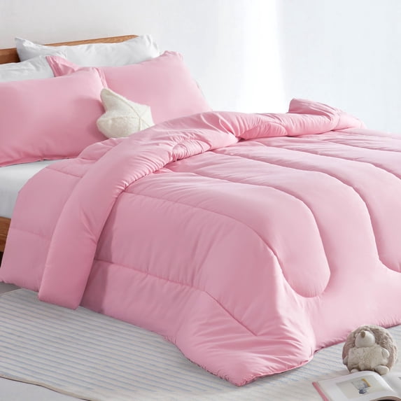 Sleep Zone Kids Bedding Comforter Set Full/Queen Size - Super Soft & Cute Printed 3-Piece Comforter Set All Seasons for Boys, Girls, Fade Resistant, Machine Washable, Ballet Pink
