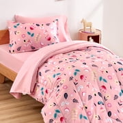 Sleep Zone Kids Bedding Comforter Set Twin/Twin Xl Size - Super Soft & Cute Printed 2-Piece Comforter Set All Seasons for Boys, Girls, Fade Resistant, Machine Washable, Pink Flower