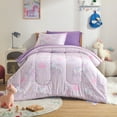 thumbnail image 1 of Sleep Zone Kids Comforter Set Full/Queen Size, Jersey Knit 7 Pieces Bedding, Super Soft and Breathable Comforter with Sheets, Pillowcases (Purple Unicorns), 1 of 7