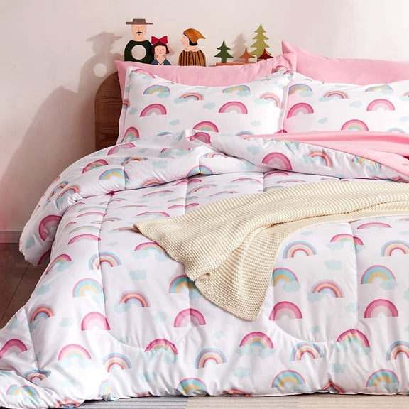 Sleep Zone Kids Bedding Comforter Set Twin/Twin Xl Size - Super Soft & Cute Printed 2-Piece Comforter Set All Seasons for Boys, Girls, Fade Resistant, Machine Washable, Rainbow