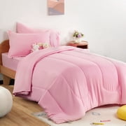 Sleep Zone Twin Kids Bedding Comforter Set, 5 Piece Cute Durable Children Bed in a Bag, Ballet Pink Color