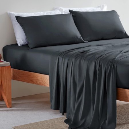 Sleep Zone Cooling Bed Sheet Set for Hot Sleepers, Ultra Soft Breathable Moisture-Wicking Sheets, Wrinkle-Resistant & Machine Washable, Deep Pocket, Solid Color Summer Bedding (Twin, Dark Grey)