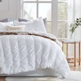 thumbnail image 1 of Sleep Zone Luxury Seersucker King Size Comforter Set 3-Piece, Soft & Lightweight Down Alternative Duvet Insert with Pillow Sham Cooling for Summer, White, 1 of 7