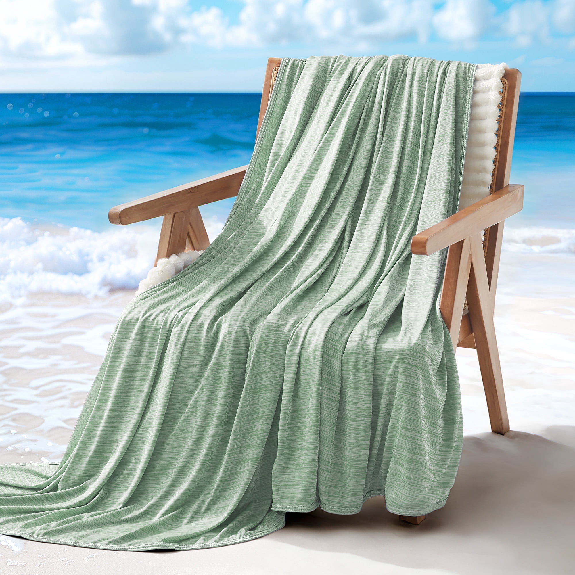 Sleep Zone 60" × 90" Nanotex Cooling Blanket for Hot Sleepers, Double-Sided Ultra-Cold Breathable Lightweight Summer Throw Blanket for Couch and Bed, Travel/Outdoor (Green, Twin Xl)