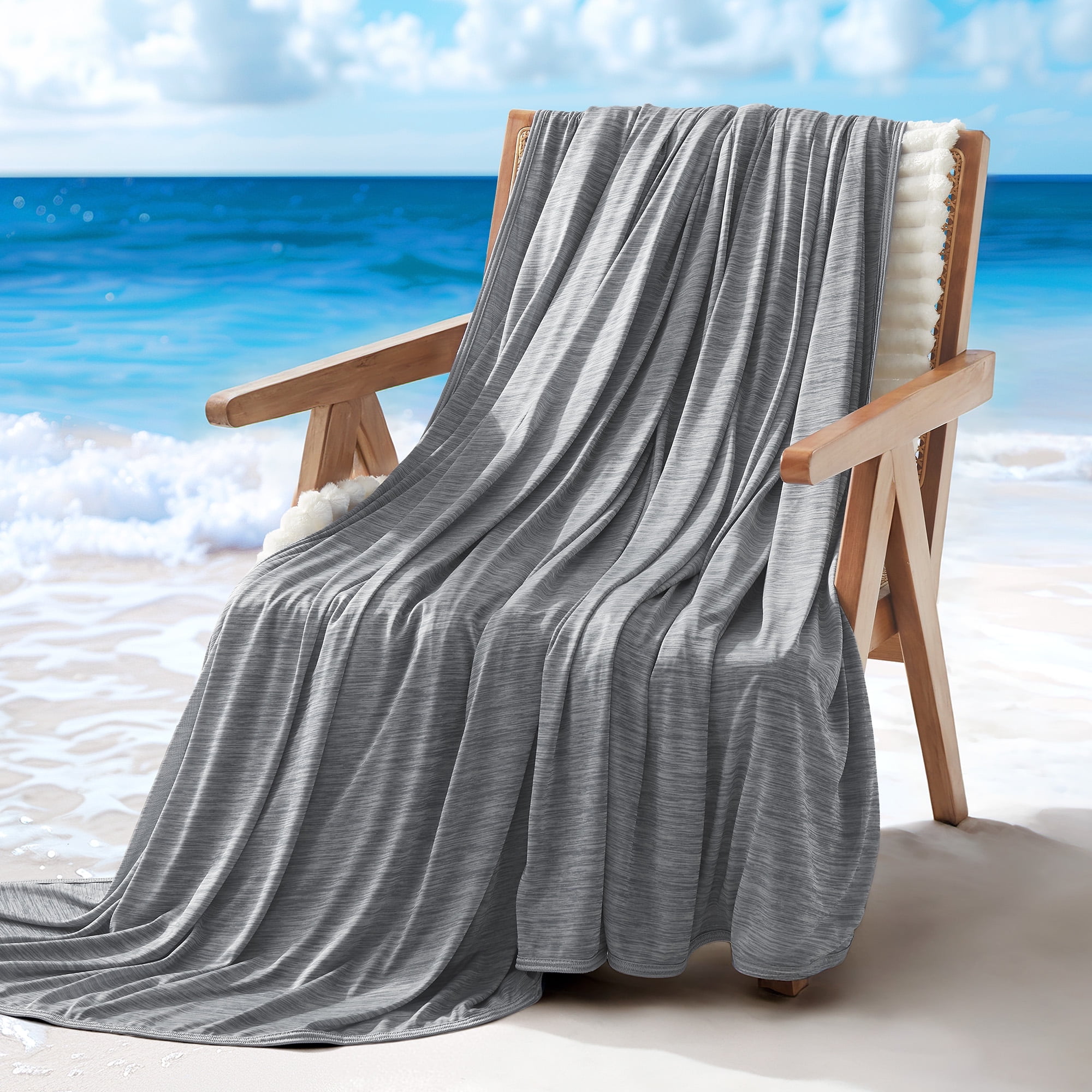 Sleep Zone 50" × 70" Nanotex Cooling Blanket for Hot Sleepers, Double-Sided Ultra-Cold Breathable Lightweight Summer Throw Blanket for Couch and Bed, Travel/Outdoor (Dark Grey, Throw)
