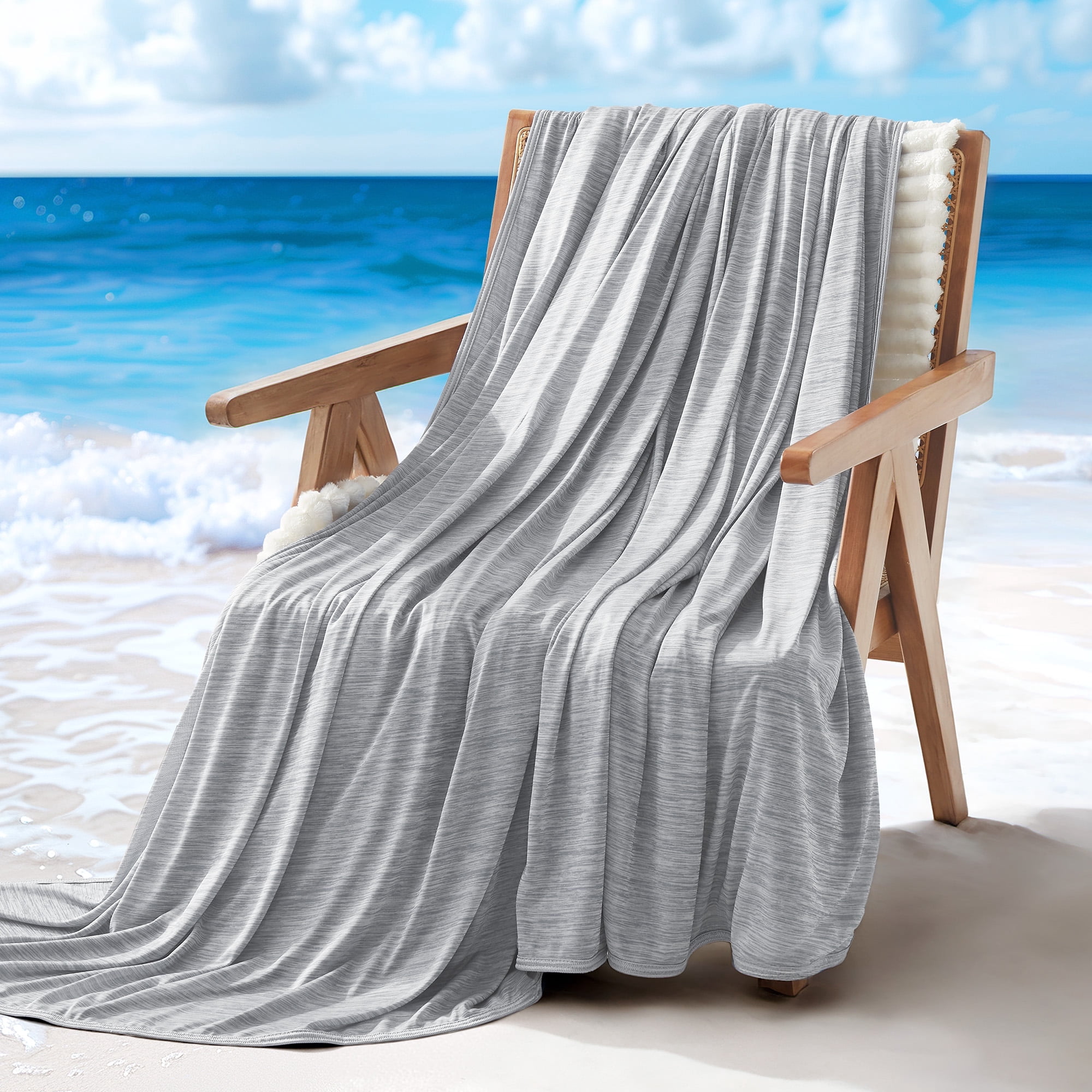 Sleep Zone 50" × 70" Nanotex Cooling Blanket for Hot Sleepers, Double-Sided Ultra-Cold Breathable Lightweight Summer Throw Blanket for Couch and Bed, Travel/Outdoor (Grey, Throw)