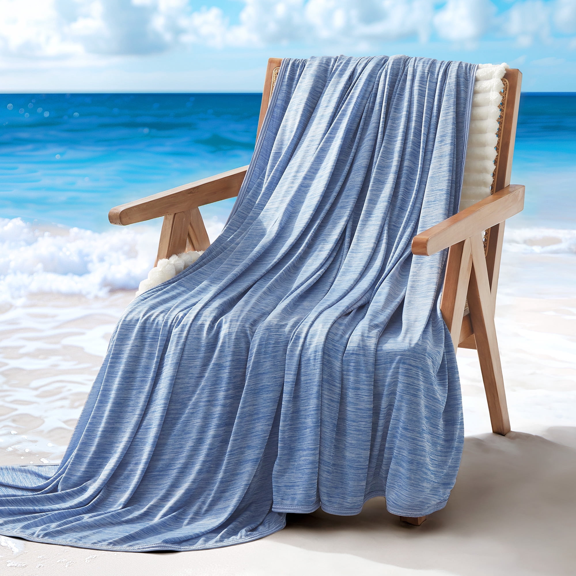 Sleep Zone 90" × 108" Nanotex Cooling Blanket for Hot Sleepers, Double-Sided Ultra-Cold Breathable Lightweight Summer Throw Blanket for Couch and Bed, Travel/Outdoor (Blue, King)