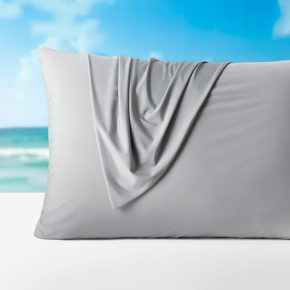Sleep Zone Nanotex Cooling Pillowcases - 2 Pack, Silky Pillow Cases for Hair and Skin, Breathable Bedding for Summer and Hot Sleepers, Zippered Pillow Covers(Grey, Standard)