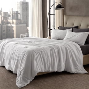 Sleep Zone Queen White Comforter Set, 3 Pieces Lightweight Breathable Fluffy Bedding Set, White