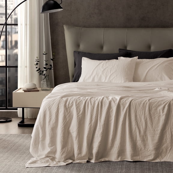 Sleep Zone Queen Sheet Set - Bed Sheets for Queen Size Bed Set - Washed Microfiber - 4 Piece Hotel Luxury Bedding Sheets with Fitted Sheet, Flat Sheet & 2 Pillowcases - Deep Pocket (Beige)