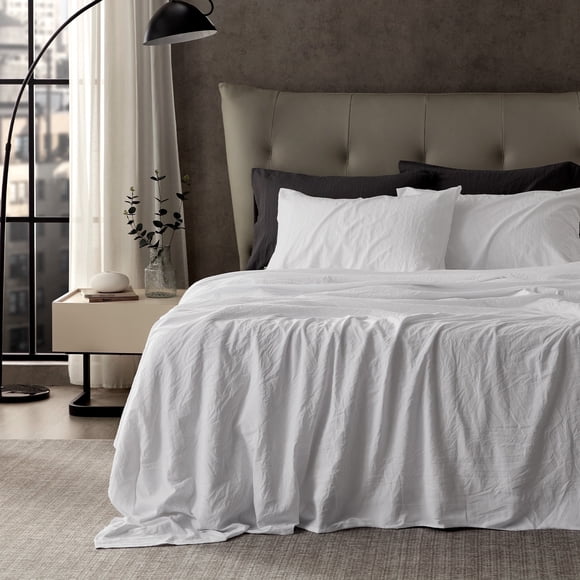 Sleep Zone Queen Sheet Set - Bed Sheets for Queen Size Bed Set - Washed Microfiber - 4 Piece Hotel Luxury Bedding Sheets with Fitted Sheet, Flat Sheet & 2 Pillowcases - Deep Pocket (White)