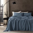 thumbnail image 1 of Sleep Zone Queen Sheet Set - Bed Sheets for Queen Size Bed Set - Washed Microfiber - 4 Piece Hotel Luxury Bedding Sheets with Fitted Sheet, Flat Sheet & 2 Pillowcases - Deep Pocket (Flint Stone Blue), 1 of 6