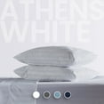 thumbnail image 1 of Sleep Zone Striped Cooling Sheets Set King Size - Fitted Flat Sheet & Pillowcase Sets 4 Piece - Super Soft Stripe Bed Sheet, Easy Care, Deep Pocket (White, King), 1 of 7