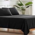 thumbnail image 1 of SLEEP ZONE Striped Cooling Queen Sheets Set - Fitted Flat Sheet & Pillowcase Sets 4 Piece - Super Soft Stripe Bed Sheet, Easy Care, Deep Pocket (Black, Queen), 1 of 7