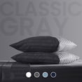 thumbnail image 1 of Sleep Zone Striped Cooling Queen Sheets Set - Fitted Flat Sheet & Pillowcase Sets 4 Piece - Super Soft Stripe Bed Sheet, Easy Care, Deep Pocket (Gray, Queen), 1 of 7