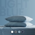 thumbnail image 1 of Sleep Zone Striped Cooling Sheets Set King Size - Fitted Flat Sheet & Pillowcase Sets 4 Piece - Super Soft Stripe Bed Sheet, Easy Care, Deep Pocket (Flint Blue, King), 1 of 7
