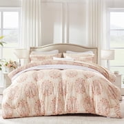 Sleep Zone Twin Size Comforter Set Bed in a Bag, 5 Pieces Soft and Cooling Comforter Down Alternative Quilted Comforter, Breathable and Easy Washable (Damask Pattern Beige, Twin)
