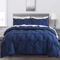 thumbnail image 1 of SLEEPBELLA 3pcs Luxury Ruched Floral Pintuck Comforter Sets, Soft Microfiber Inner Fill Down Alternative Shabby Chic Bedding Set, (Navy) King, 1 of 5