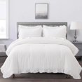 thumbnail image 1 of SLEEPBELLA 3pcs Luxury Ruffled Edge Trim , Soft Microfiber Inner Fill Down Alternative Shabby Chic Bedding Set, White (King), 1 of 6