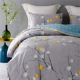 SLEEPBELLA Comforter Queen Size,Soft Microfiber Grey Branch with Yellow