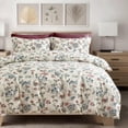 thumbnail image 1 of SLEEPBELLA Queen Size Comforter Set Teal & Red Botanical Pattern Printed on White 100% Cotton Fabric, Ultra Soft Microfiber Inner Fill 3Pcs Bedding Set, 1 of 6