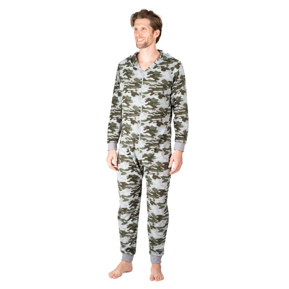 SLEEPHERO Adult Onesie Men Cozy Christmas Holiday Mens Onsie Pajamas Adult Pajamas For Men Flannel Adult Mens PJs Camo Large