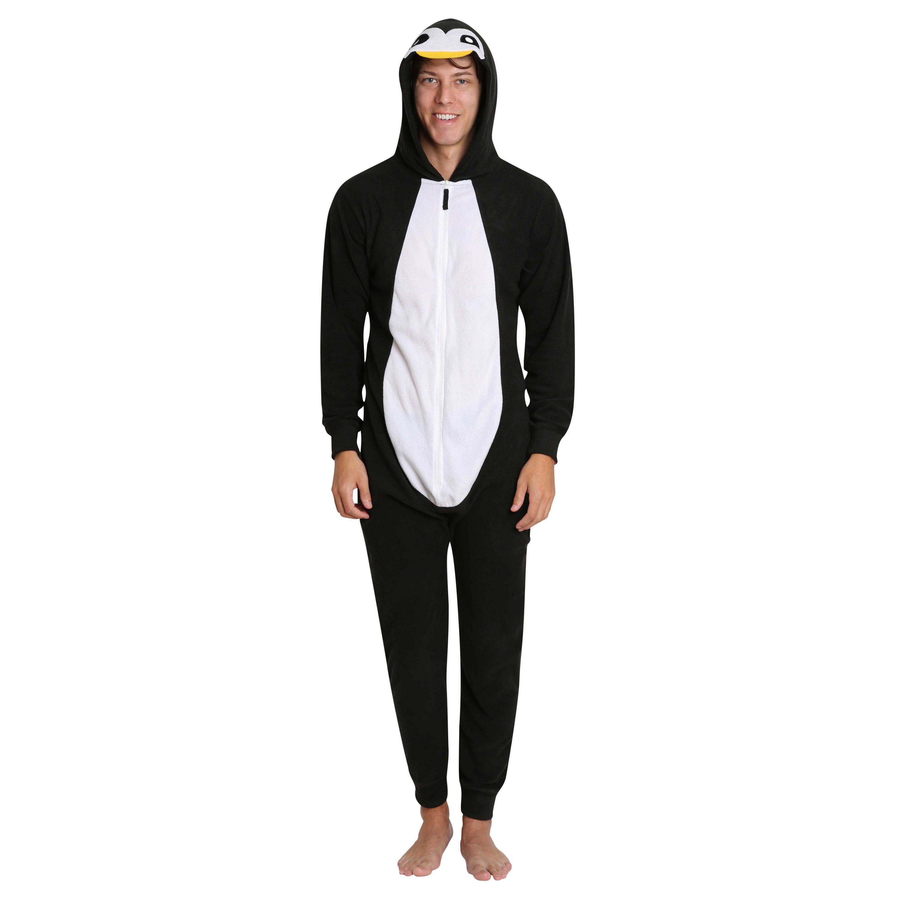 SLEEPHERO Adult Onesie Men Cozy Novelty Penguin Costume Christmas Mens Onesie Holiday Halloween Adult Onsie Adult Costumes For Men Penguin Large