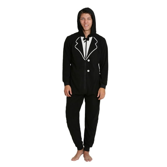SLEEPHERO Adult Onesie Men Cozy Novelty Tuxedo Costume Christmas Mens Onesie Holiday Halloween Adult Onsie Adult Costumes For Men Tuxedo Large