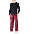 thumbnail image 1 of SLEEPHERO Men’s Pajama Set Flannel Pajamas For Men 2 Piece PJ Set with Plaid Pajama Pants and Long Sleeve Henley T-Shirt Black with Red and Black Buffalo Check X-Large, 1 of 4