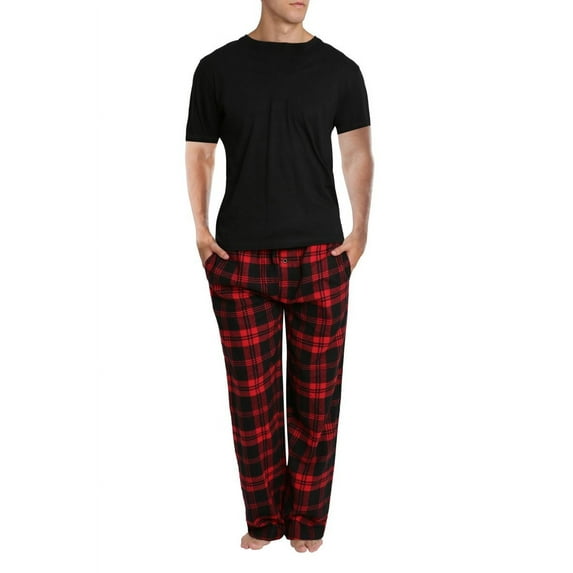 SLEEPHERO Men's Sleep Short Sleeve Flannel Pajama Pant Set