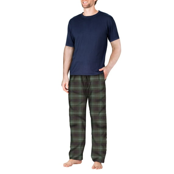 SLEEPHERO Men's Sleep Short Sleeve Flannel Pajama Pant Set